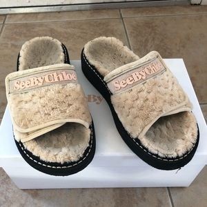 See By Chloe-furry slides size 37